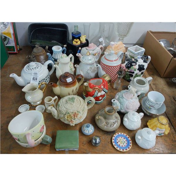 Asst. Tea Pots, Shakers, Jars, Vases, Décor