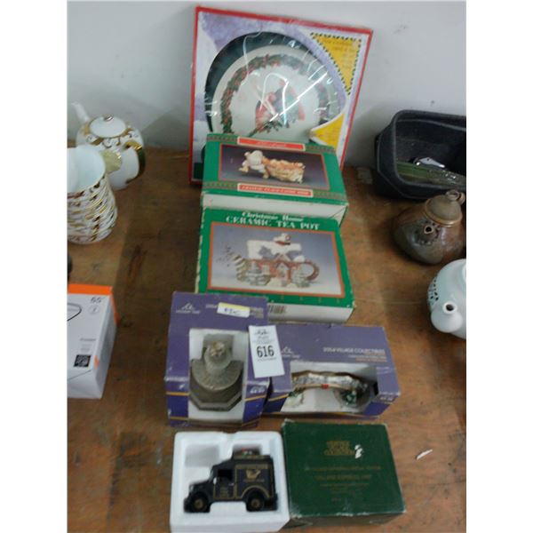 Christmas Teapot, Candy Dish, Santa Clock, Christmas Décor