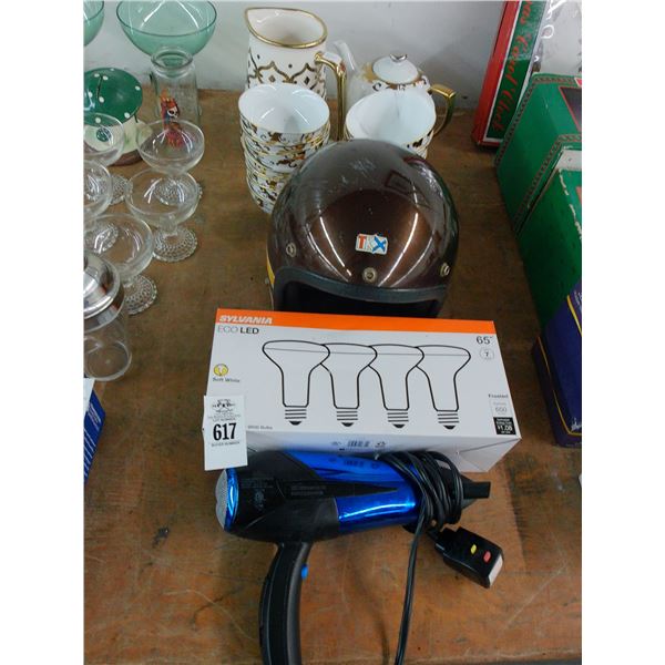 Hair Dryer, Helmet, Light Bulbs, Gold Trimmed China