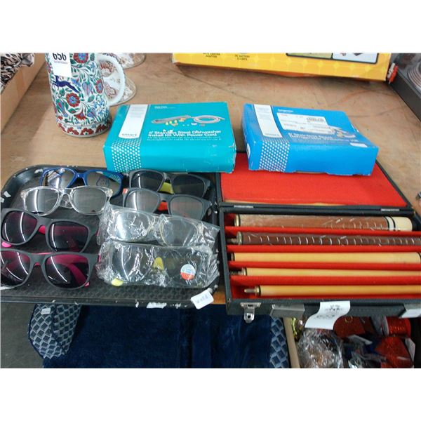 Fashion Sunglasses, Pool Cues, Dishwasher Install Kit, Ref. Water Line Kit