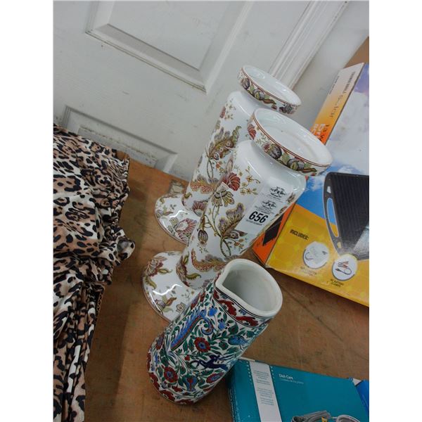 Ornate Porcelain Candlestands, Pitcher