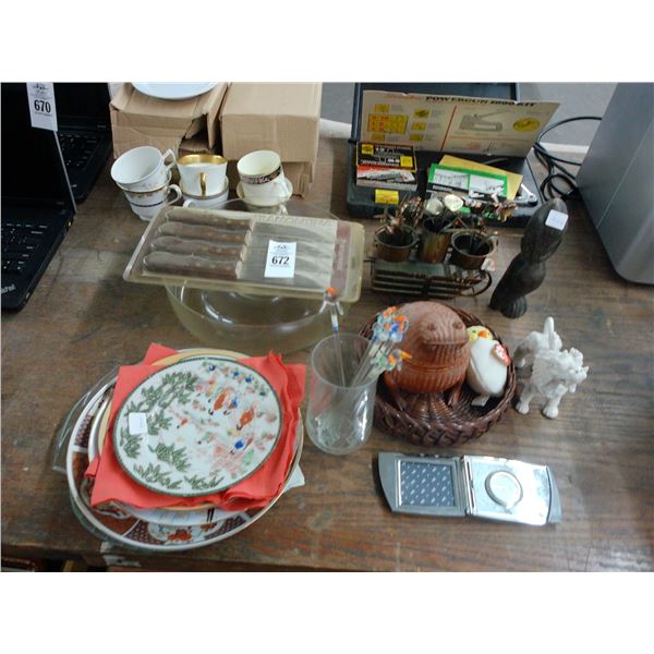 Collector Dishes, Knife Sets, China/Cups/Saucer, Staple Gun, Décor