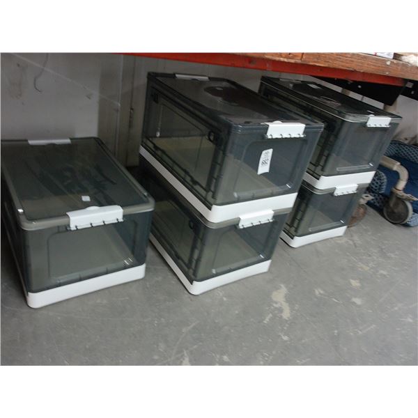 Plastic Lidded Storage Totes w/Rolling Base - 5