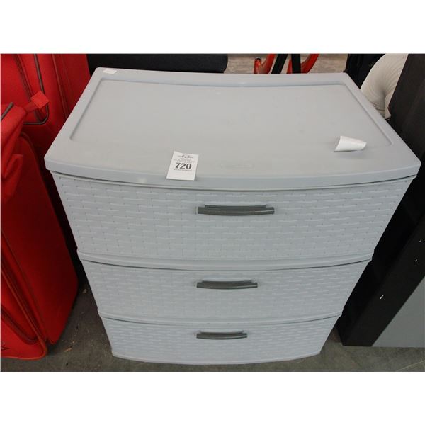 Gray Plastic 3 Drawer Storage Bin