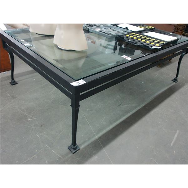 Oversized Black w/Glass Top Coffee Table - 4'  X  6'