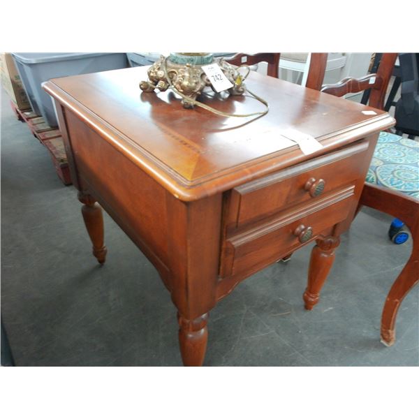 Burl End Table w/Drawer