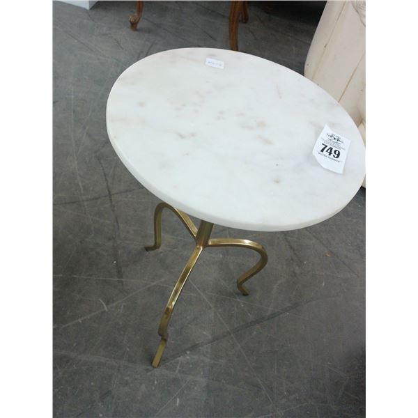 Small Brass Base Round End Table