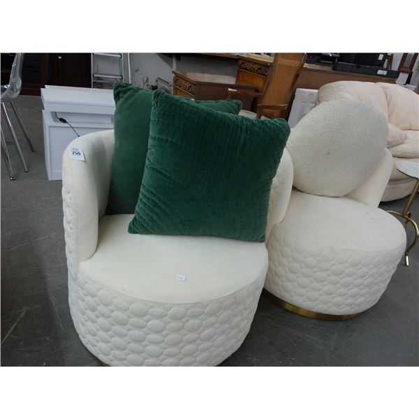 Bone Cloth Contemporary Swivel Chairs w/Pillows