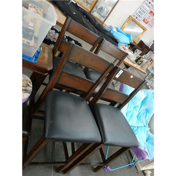 Dark Oak Padded Bar Stools - Set of 4