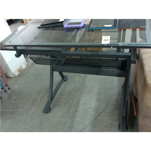 Black w/Glasstop Contemporary Computer Desk