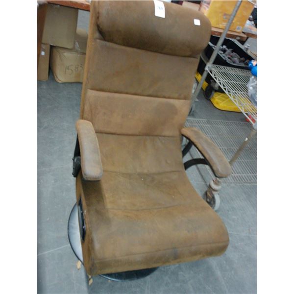 Brown Leather Power Chair - Worn