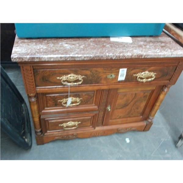 Marble Top Burl Cabinet