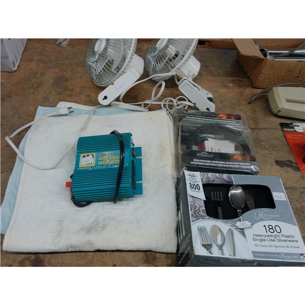Plastic Cutlery, LP Valve, Clip Fans, Corkboard, Amp