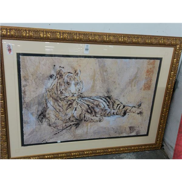 Large Framed Tiger Wall Art - 40  X  48