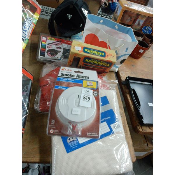 Smoke Alarm, Harmonica, Cloth, Sewing Kit, Air Mat, Safety Helmet