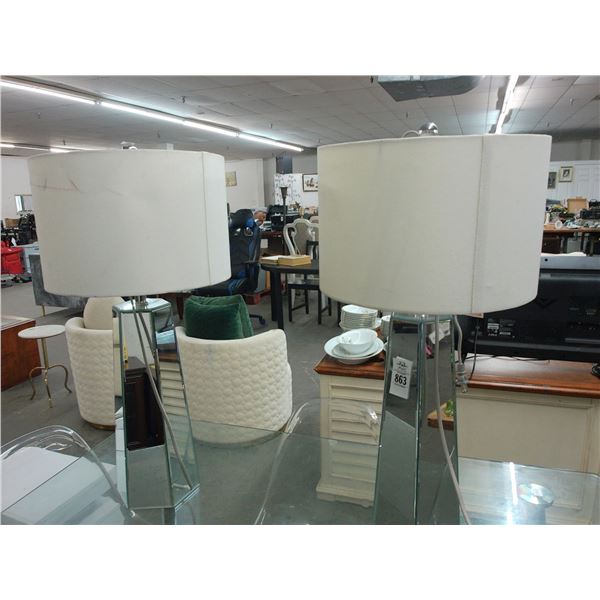 Contemporary Mirrored Lamps - Pair - No Shipping