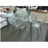 Image 1 : Chrome w/Glasstop Dining Table w/4 Lucite Chairs