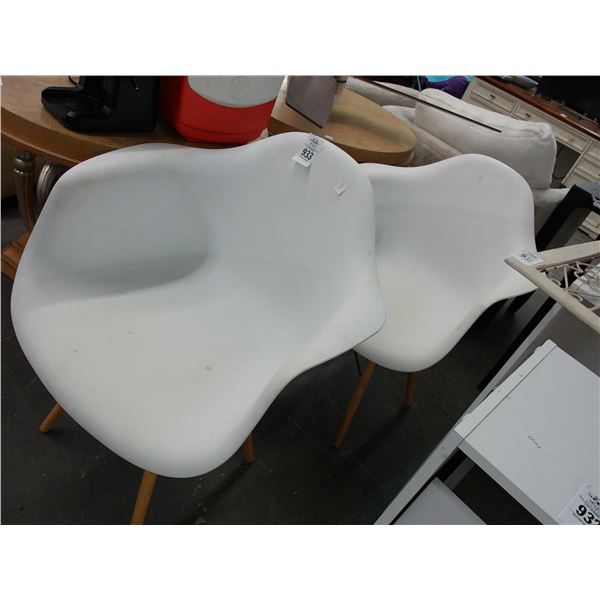 Contemporary Plastic Wood Base Archairs - Pairs