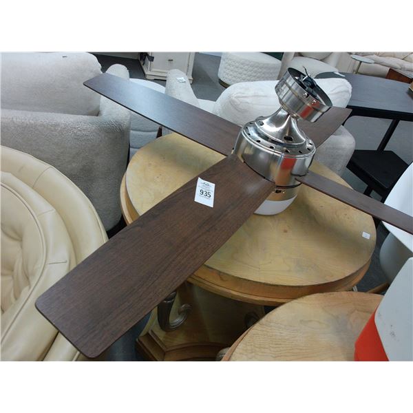 Contemporary Brushed Metal w/Oak Blades Ceiling Fan