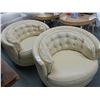 Image 1 : Tufted Leather Swivel Vintage Armchairs - Pair