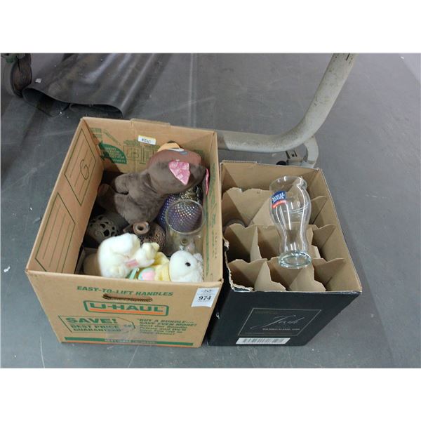 Sam Adams Asst. Glassware, Vases, Oil Lamps, Plush Toys