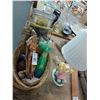 Image 1 : Doll Lamp, Figurines, Eggs, Basket w/Glassware