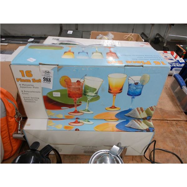 16 Pc. Melamine Dish/Glass Sets - 2