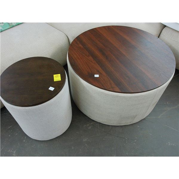 Contemporary Wood Top Coffee/End Tables Set