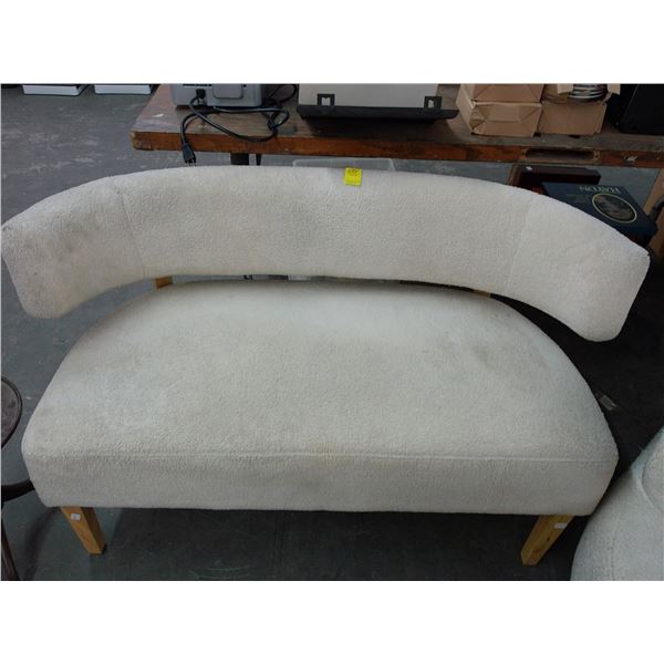 Contemporary Bone Cloth Curved Loveseat