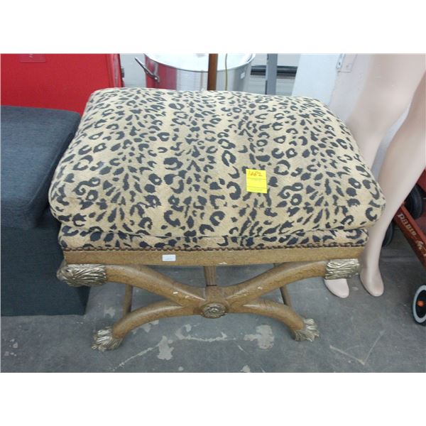 Claw Foot Leopard Padded Vanity Bench