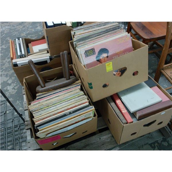 Vinyl Record Albums, Books On Pallet