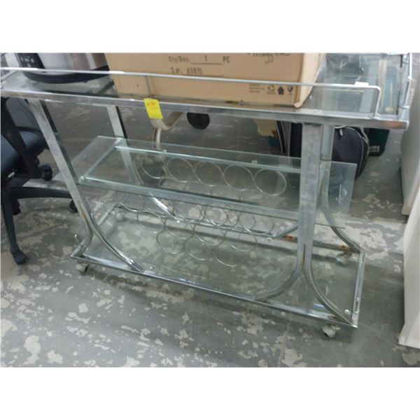 Chrome/Glass Wine Bottle Cart