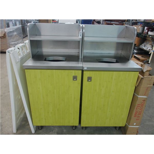 SS w/Lime Mica Waste Can Cabinets - Pair