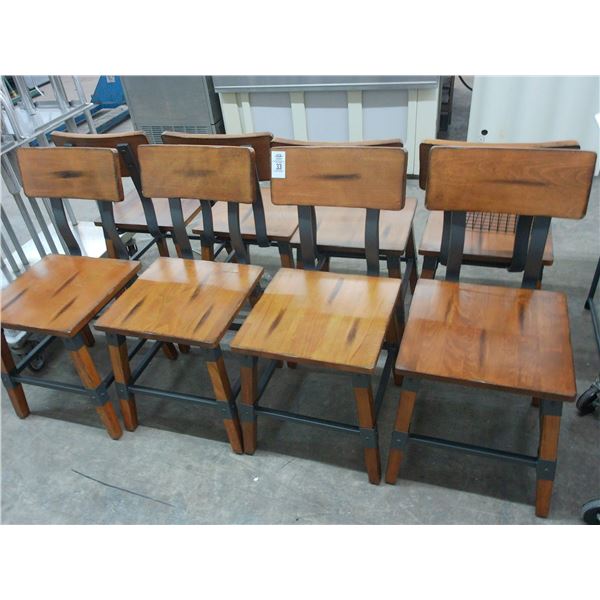 8-Contemporary Oak Dining Chairs - 8 X $