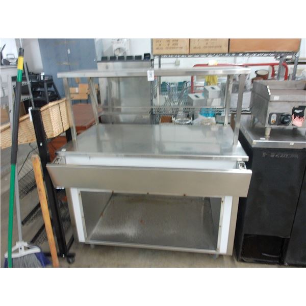 SS White Trim 4' Buffet Line Cart w/Tray Slide and Overshelf