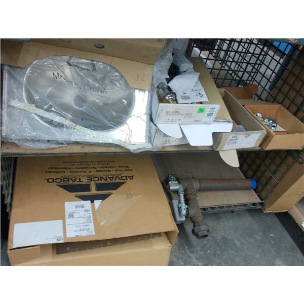 New SS Hand Sink, Asst. Plumbing Fixtures - Bottom 2 Shelves