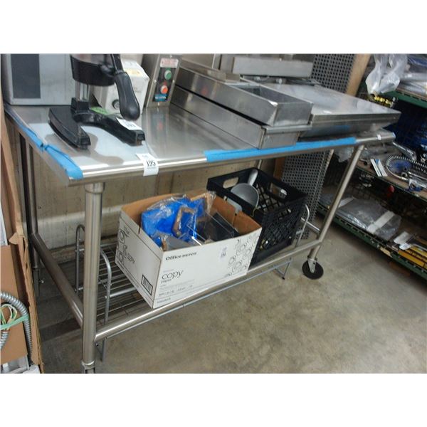 SS 5' Bullnose Rolling Island Table w/Roll Under Stand