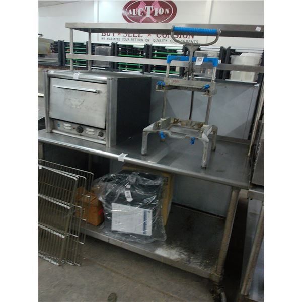 SS 5' Rolling Table w/Under and Double Overshelves