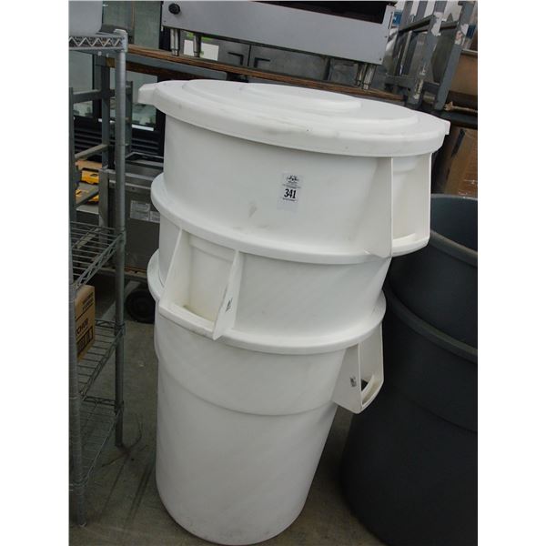 3-White Brute Can w/Lid - 3 X $