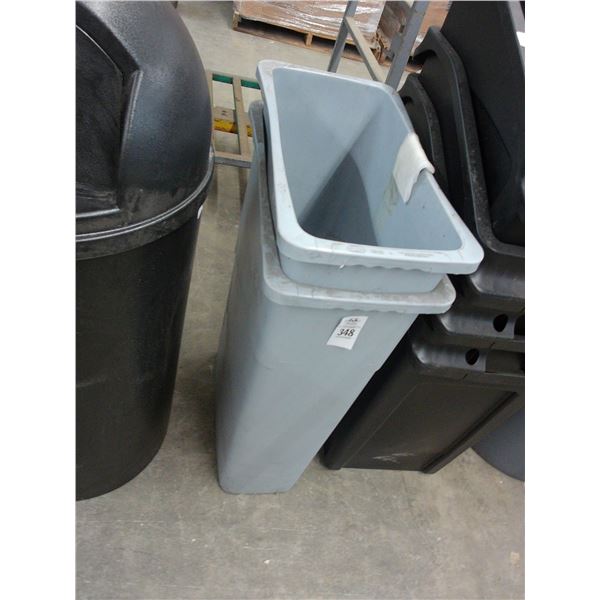 Rubbermaid Gray Slim Line Waste Cans - 2