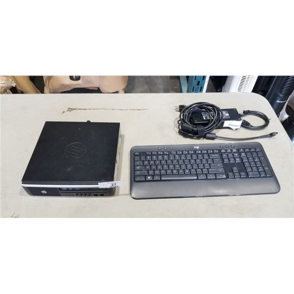 HP COMPAQ ELITE 8 300 ULTRA SLIM DESKTOP COMPUTER WITH LOGITECH WIRELESS KEYBOARD AND POWER ADAPTER