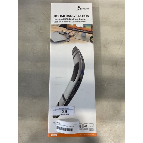NEW J5 CREATE BOOMERANG STATION, UNIVERSAL USB DOCKING STATION