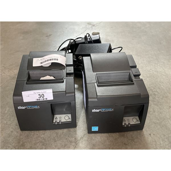 2 STAR MICRONICS THERMAL RECEIPT PRINTERS MODEL TSP100 WITH POWER ADAPTERS