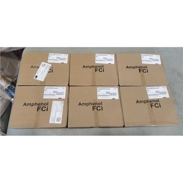 6 BOXES OF AMPHENOL FCI CONNECTERS P/N 609-5186-ND, 100PCS PER BOX