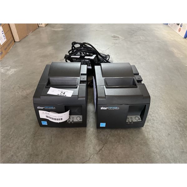 2 STAR MICRONICS THERMAL RECEIPT PRINTERS MODEL TSP100 WITH POWER ADAPTERS