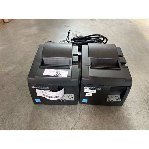 2 STAR MICRONICS THERMAL RECEIPT PRINTERS MODEL TSP100 WITH POWER ADAPTERS