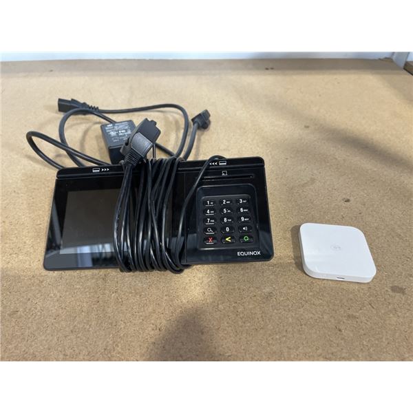 EQUINOX POS TERMINAL WITH TOUCH SCREEN AND CHIP CARD FEATURE, MODEL LUXE 8500I AND SQUARE READER
