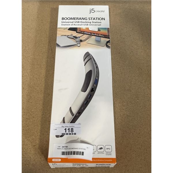 NEW J5 CREATE BOOMERANG STATION, UNIVERSAL USB DOCKING STATION
