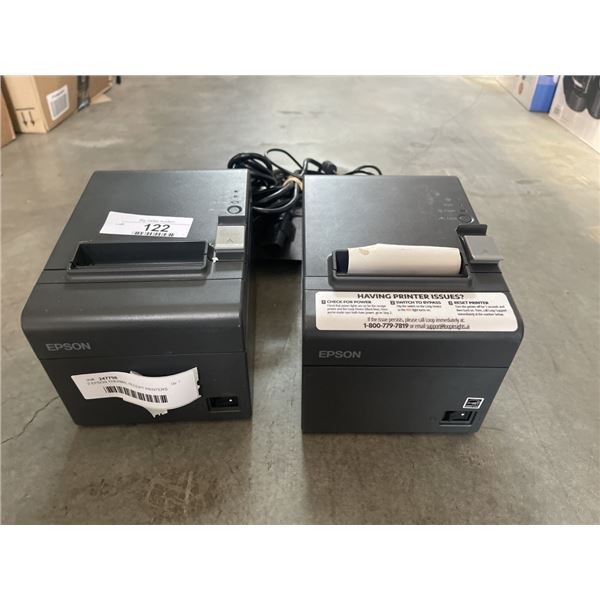 2 EPSON THERMAL RECEIPT PRINTERS MODEL TM-T20II WITH POWER ADAPTERS