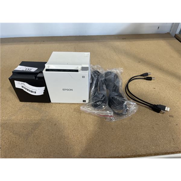 2 EPSON THERMAL RECEIPT PRINTERS MODELTM-M10 AND TM-M30, NO POWER ADAPTERS